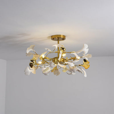 Auriora Pendant Lamp Gingko Ceramic Leaves Gold