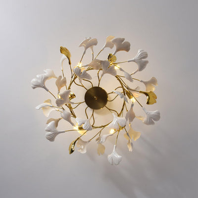Auriora Pendant Lamp Gingko Ceramic Leaves Gold