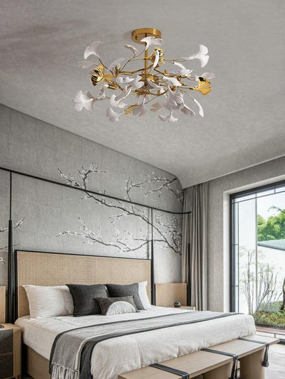 Auriora Pendant Lamp Gingko Ceramic Leaves Gold