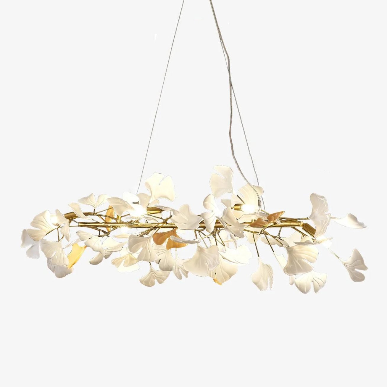Rirove Pendant Lamp Gingko Ceramic Petals Gold