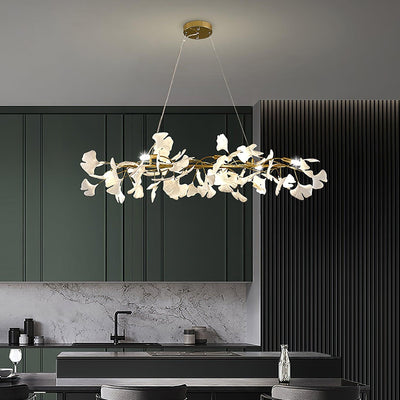 Rirove Pendant Lamp Gingko Ceramic Petals Gold
