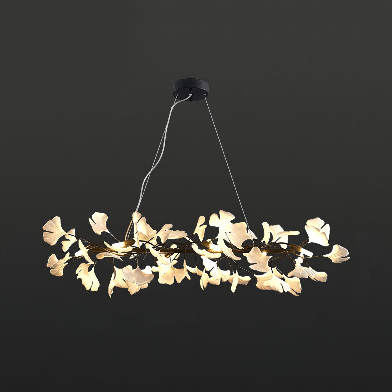 Rirove Pendant Lamp Gingko Ceramic Petals Gold