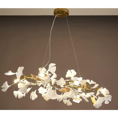 Rirove Pendant Lamp Gingko Ceramic Petals Gold
