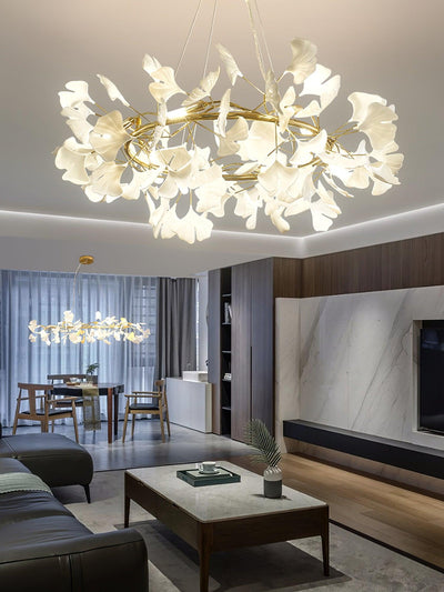 Rirove Pendant Lamp Gingko Ceramic Petals Gold