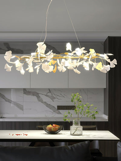 Rirove Pendant Lamp Gingko Ceramic Petals Gold