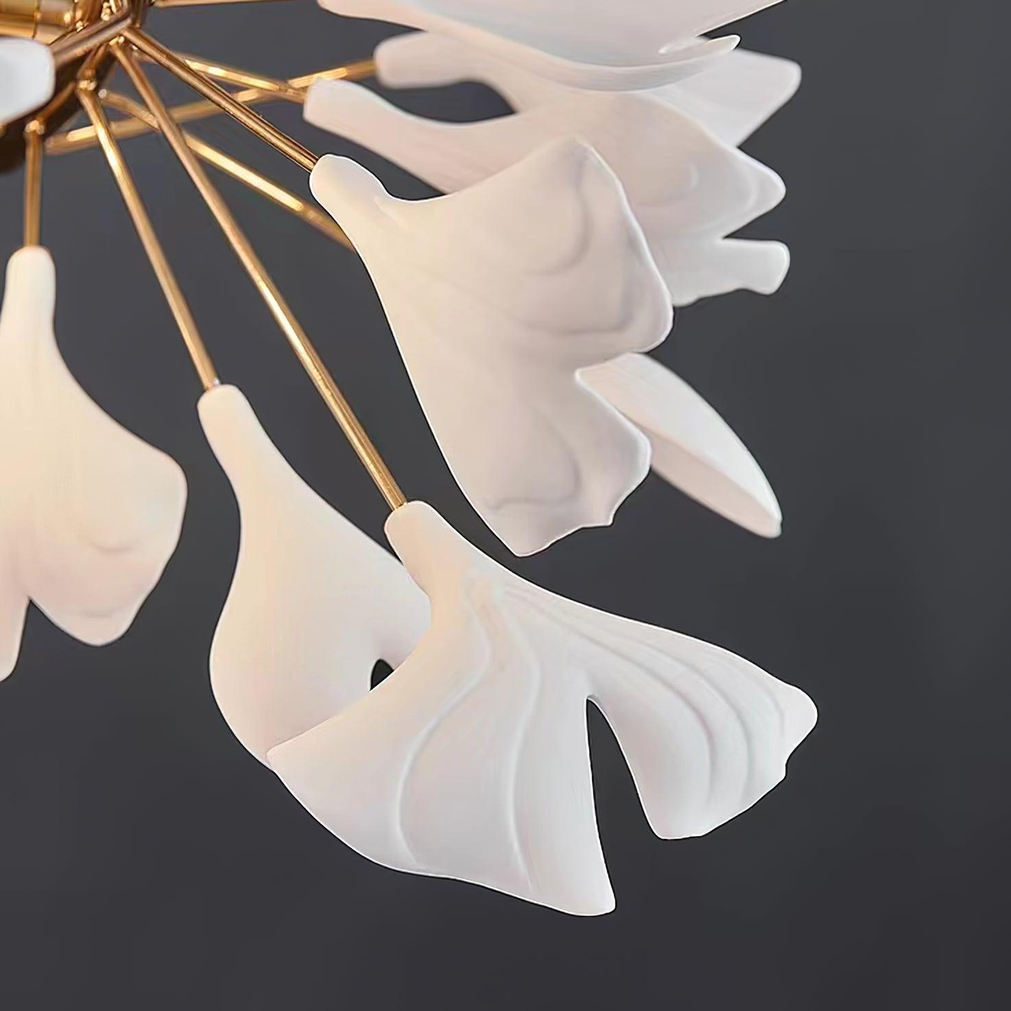 Rirove Pendant Lamp Gingko Ceramic Petals Gold