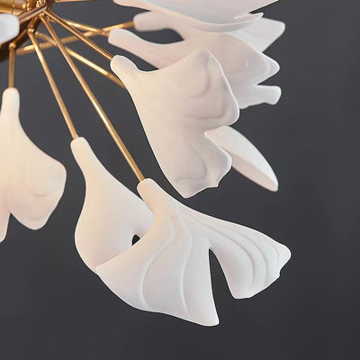 Rirove Pendant Lamp Gingko Ceramic Petals Gold