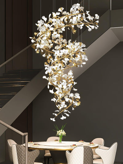 Gingko Ring Chandelier Ceramic Staircase Luxury