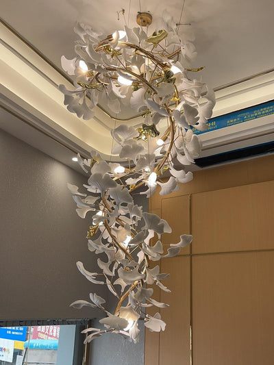 Gingko Ring Chandelier Ceramic Staircase Luxury