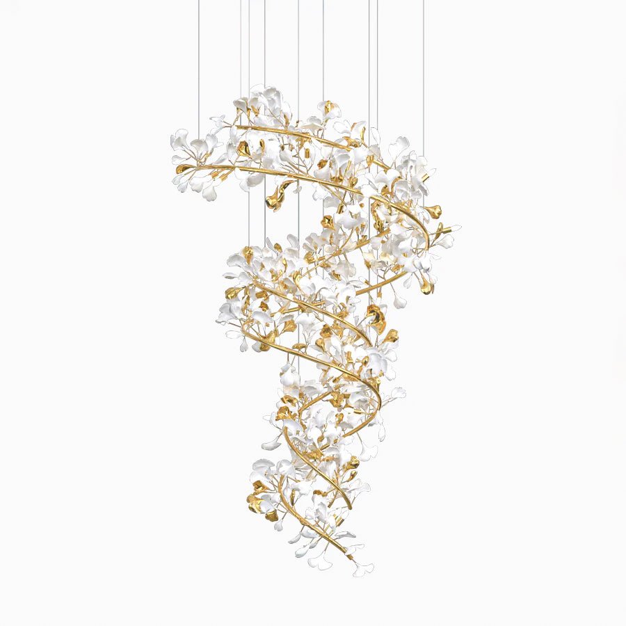 Gingko Ring Chandelier Ceramic Staircase Luxury