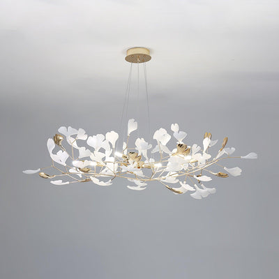 Eliinira Chandelier Gingko Ceramic Leaves Iron Frame