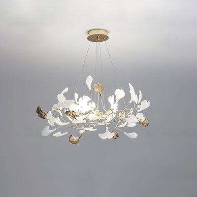 Eliinira Chandelier Gingko Ceramic Leaves Iron Frame