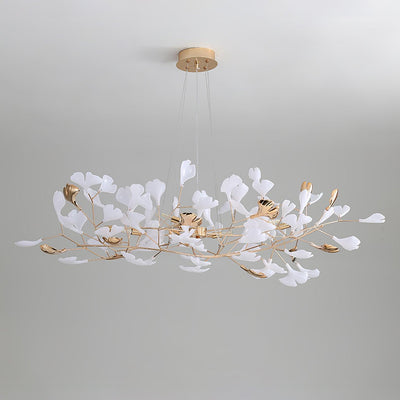 Eliinira Chandelier Gingko Ceramic Leaves Iron Frame