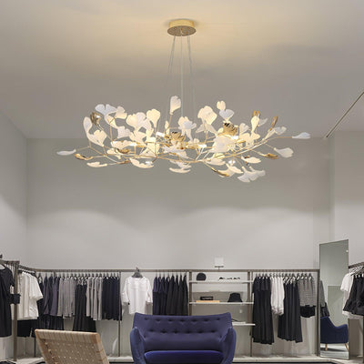 Eliinira Chandelier Gingko Ceramic Leaves Iron Frame
