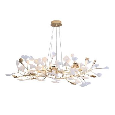 Eliinira Chandelier Gingko Ceramic Leaves Iron Frame