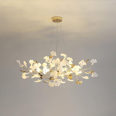Eliinira Chandelier Gingko Ceramic Leaves Iron Frame