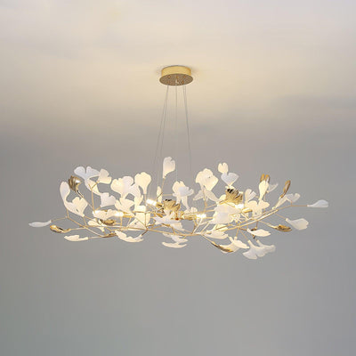 Eliinira Chandelier Gingko Ceramic Leaves Iron Frame