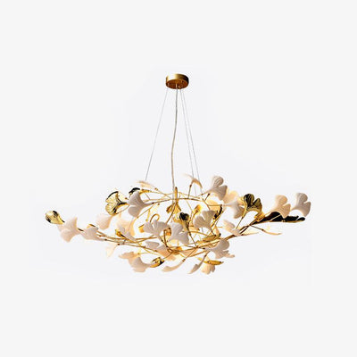Veveno Chandelier Gingko S Ceramic Petals Brass