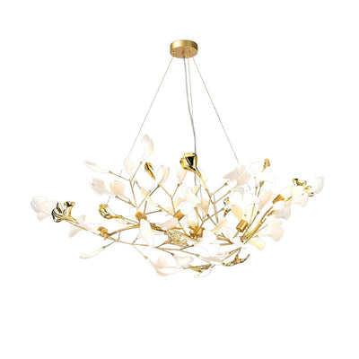 Veveno Chandelier Gingko S Ceramic Petals Brass