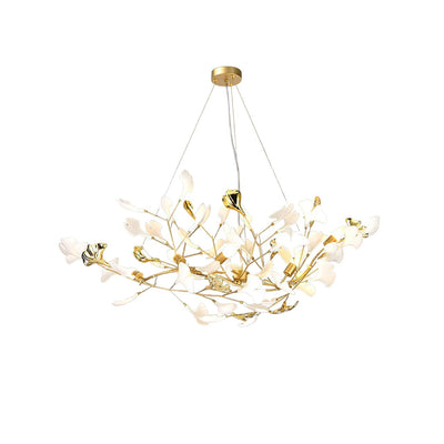 Veveno Chandelier Gingko S Ceramic Petals Brass