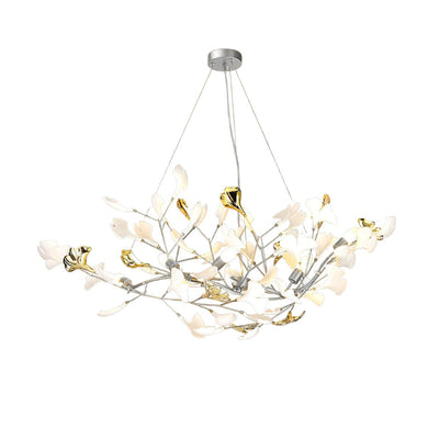 Veveno Chandelier Gingko S Ceramic Petals Brass