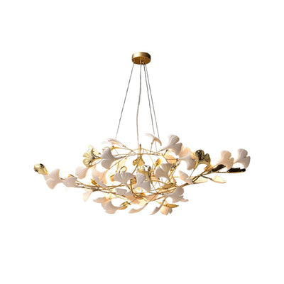 Veveno Chandelier Gingko S Ceramic Petals Brass