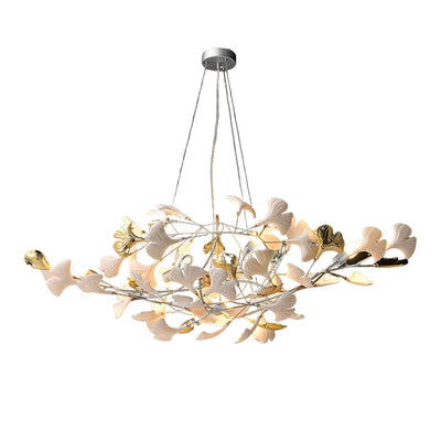 Veveno Chandelier Gingko S Ceramic Petals Brass