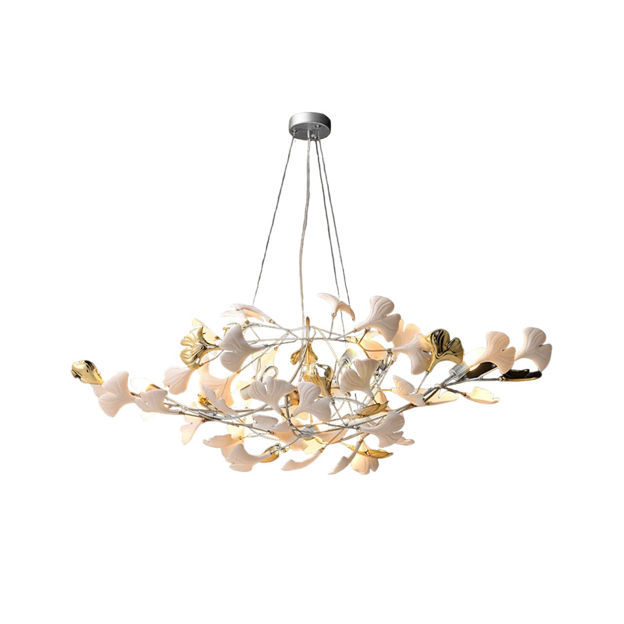 Veveno Chandelier Gingko S Ceramic Petals Brass