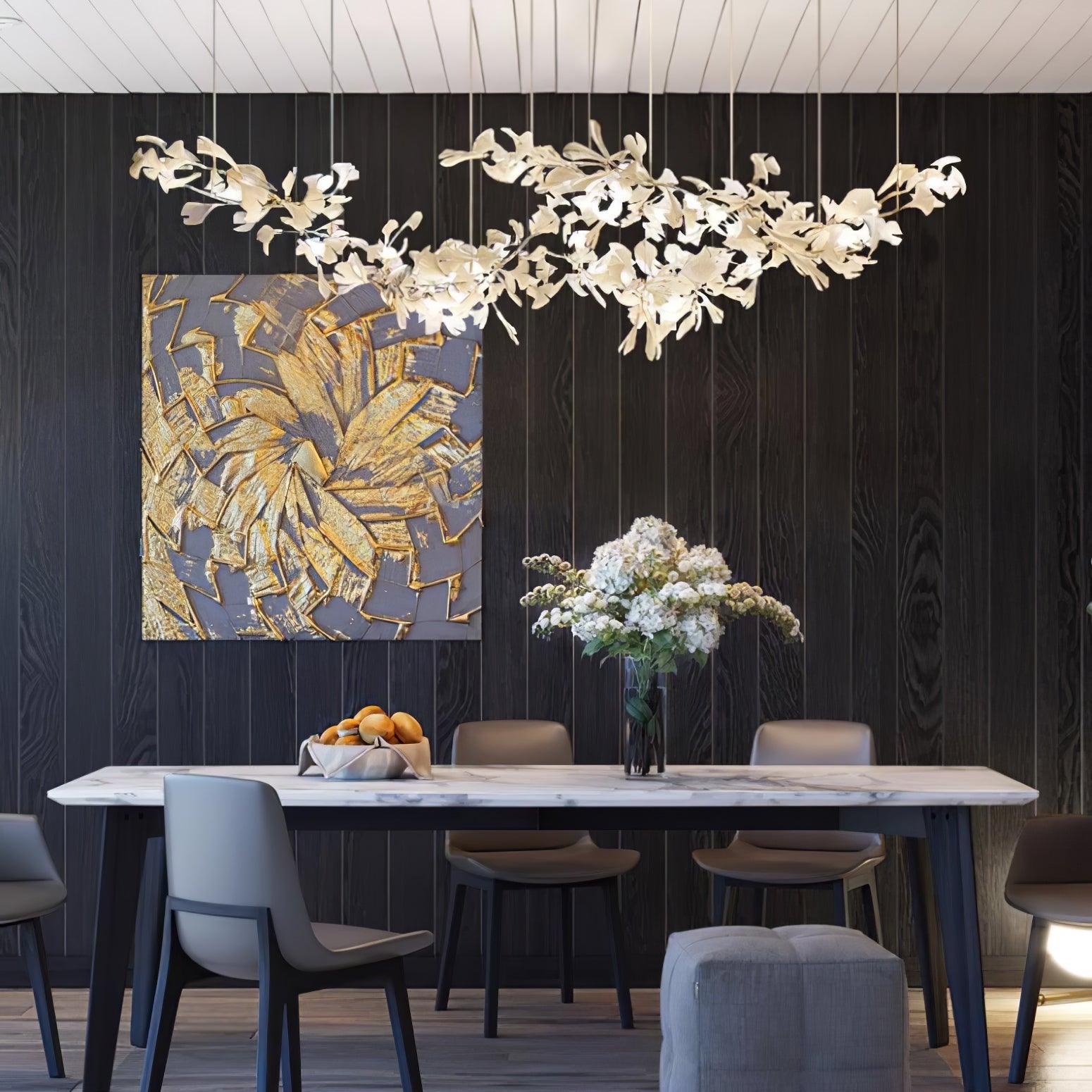 Double-Layer Ginkgo Ceramic Chandelier