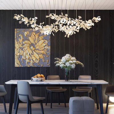 Double-Layer Ginkgo Ceramic Chandelier