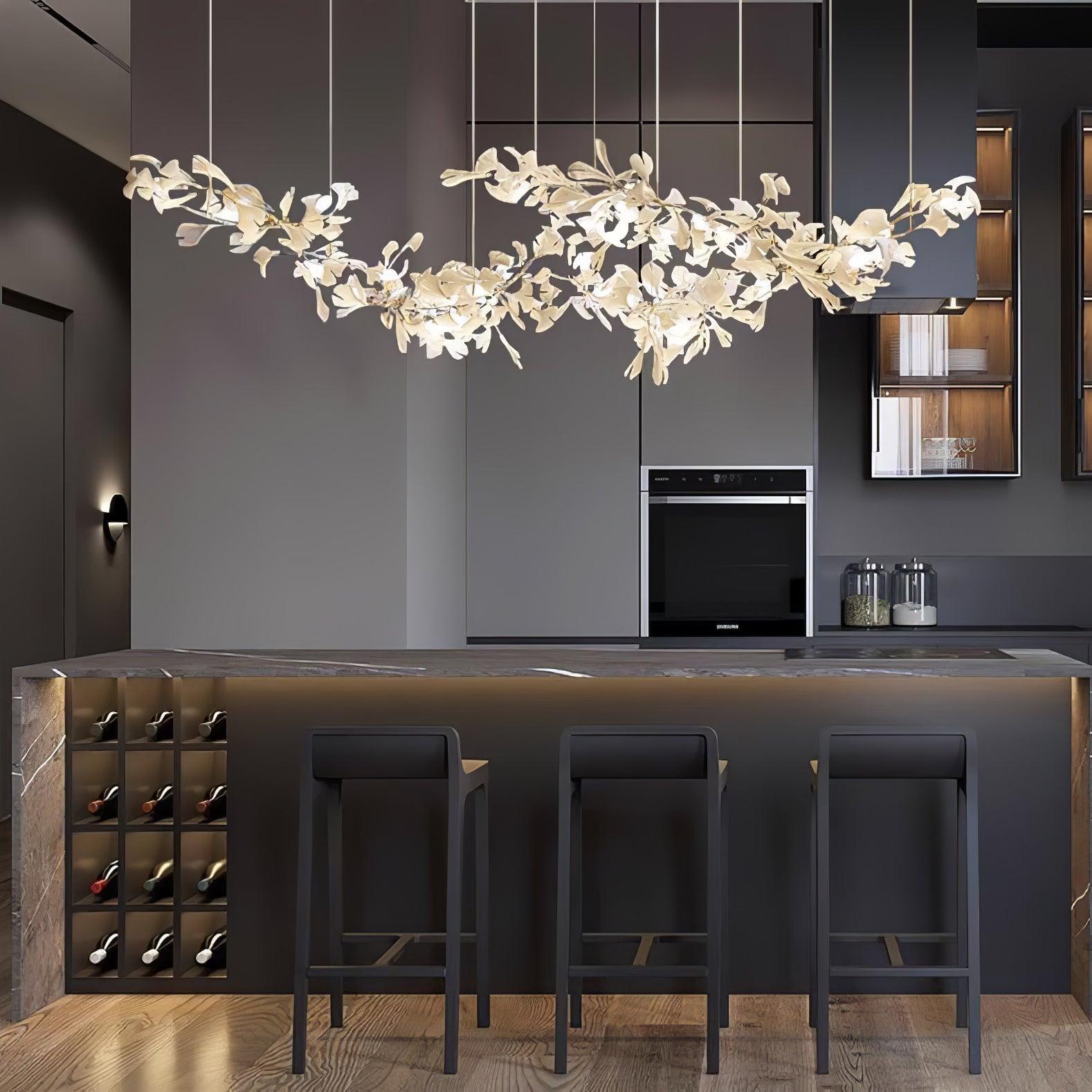 Double-Layer Ginkgo Ceramic Chandelier
