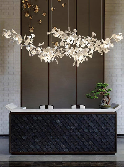 Double-Layer Ginkgo Ceramic Chandelier