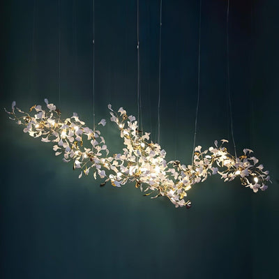 Double-Layer Ginkgo Ceramic Chandelier