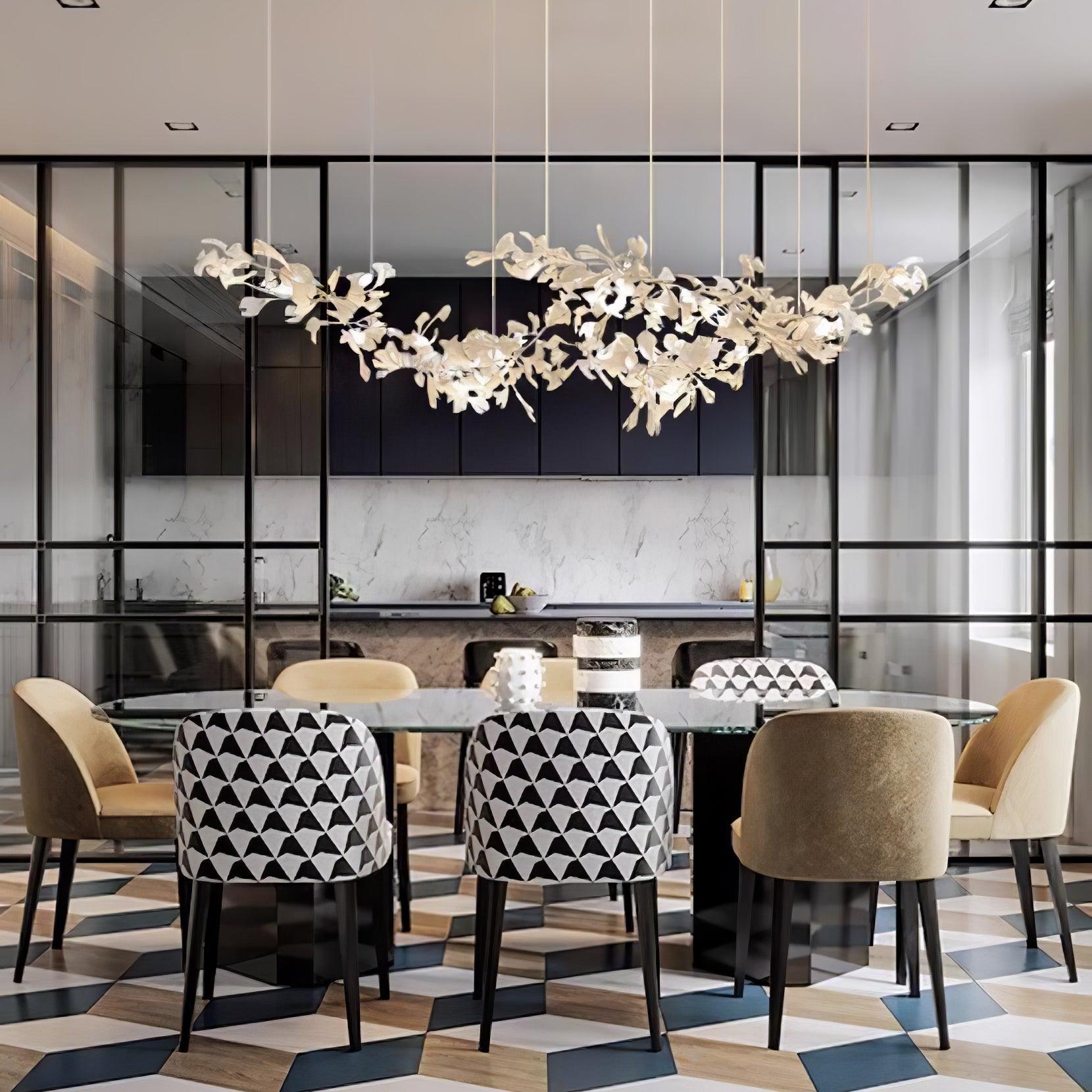 Double-Layer Ginkgo Ceramic Chandelier