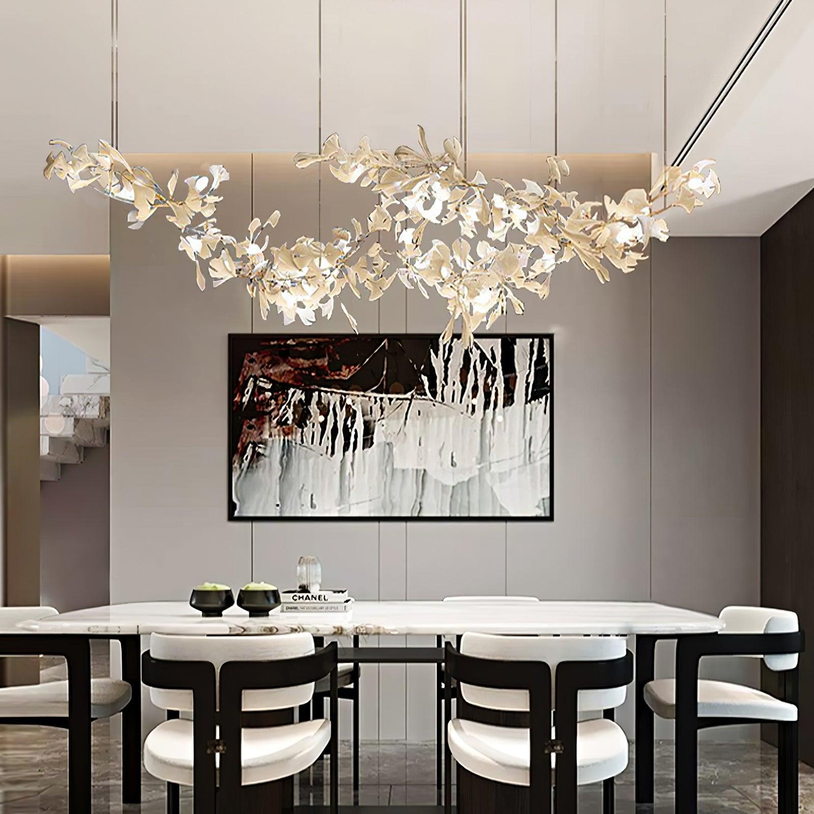 Double-Layer Ginkgo Ceramic Chandelier