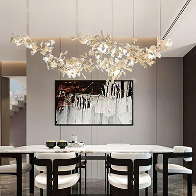 Double-Layer Ginkgo Ceramic Chandelier