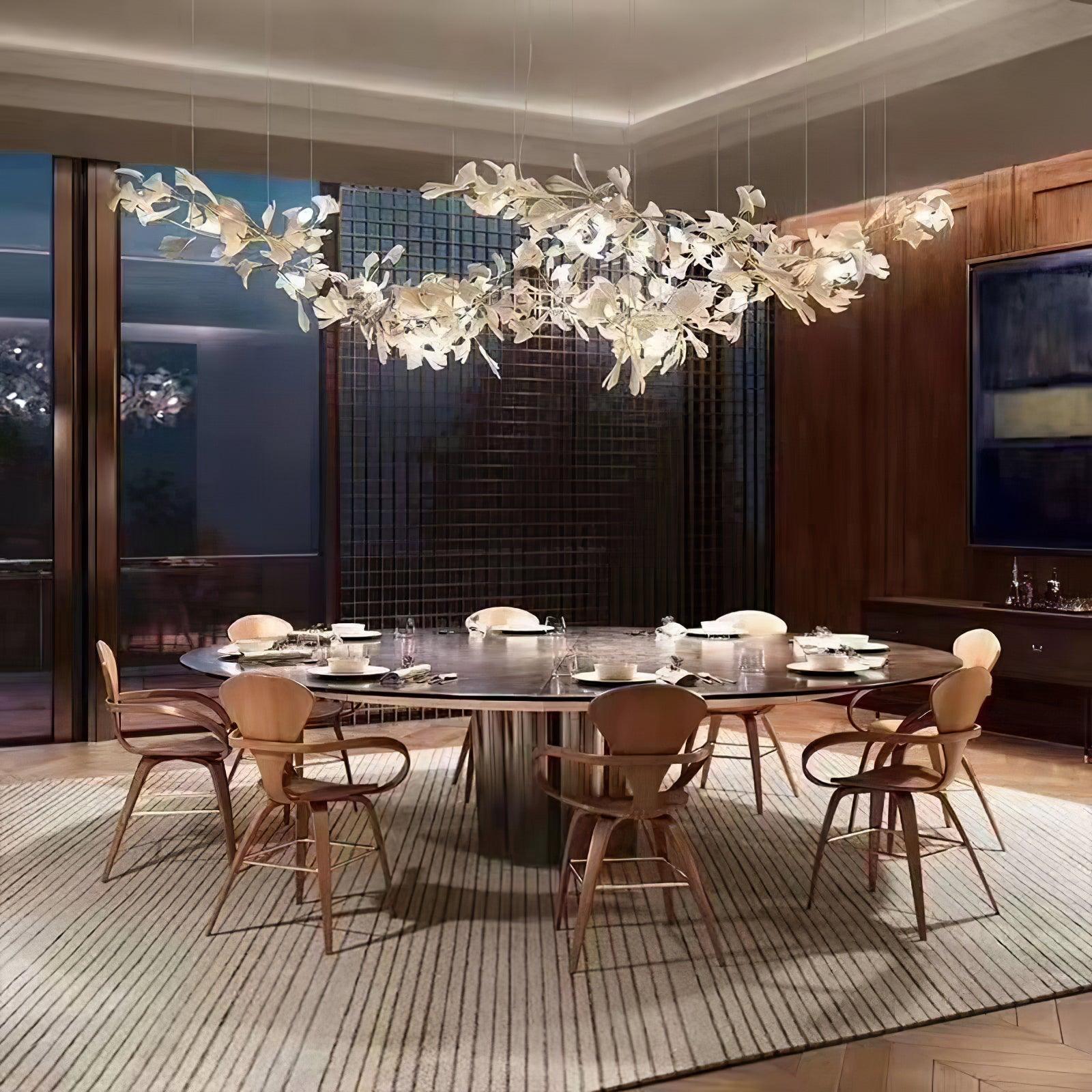 Double-Layer Ginkgo Ceramic Chandelier