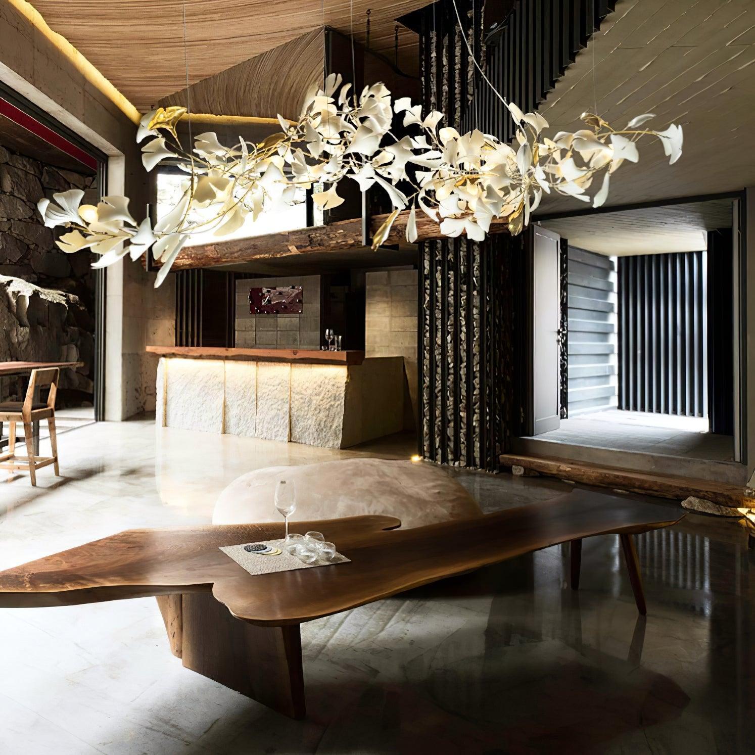 Double-Layer Ginkgo Ceramic Chandelier