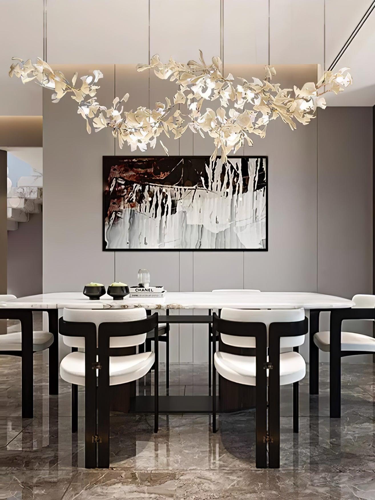 Double-Layer Ginkgo Ceramic Chandelier