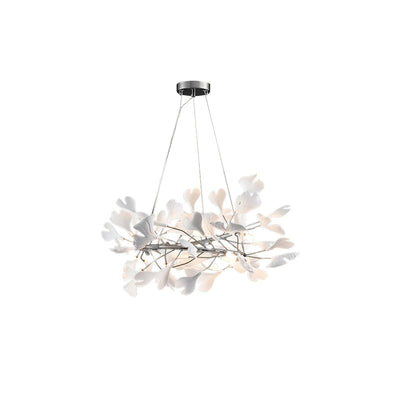Umberis Pendant Lamp Gingko Porcelain Leaves Gold
