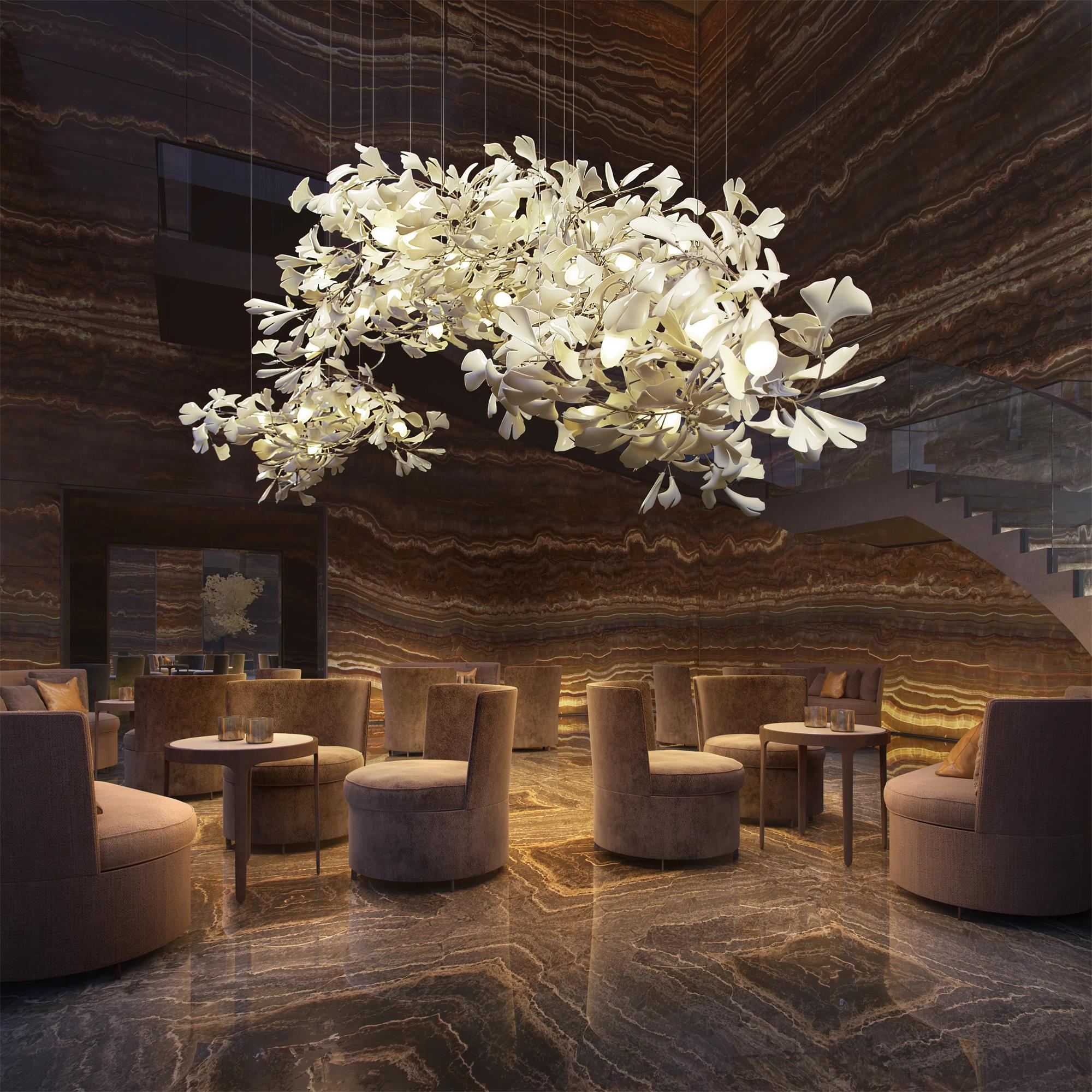 Ririxel Pendant Lamp Gingko Ceramic Petals Gold