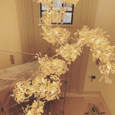 Ririxel Pendant Lamp Gingko Ceramic Petals Gold