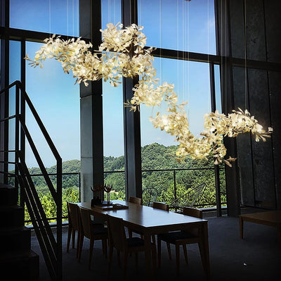 Ririxel Pendant Lamp Gingko Ceramic Petals Gold