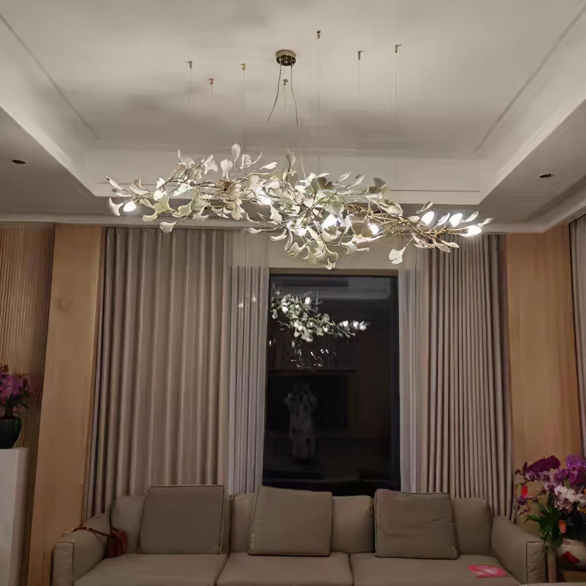Olivia Ceramic Gingko Leaf Chandelier Smile -Shape - Neutral Decor