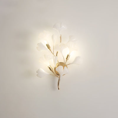 Oakes Postmodern Luxury Gingko Ceramics Wall Lamp