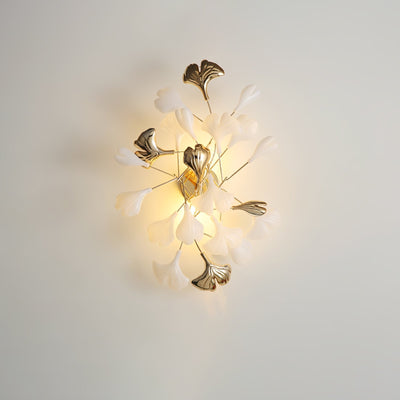 Oakes Postmodern Luxury Gingko Ceramics Wall Lamp