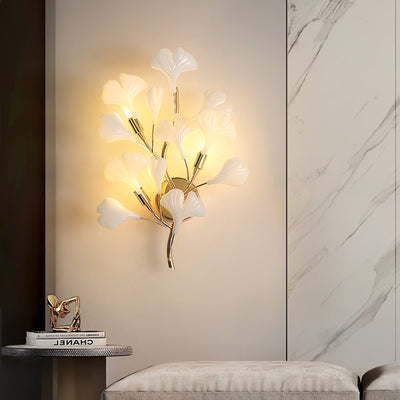 Oakes Postmodern Luxury Gingko Ceramics Wall Lamp