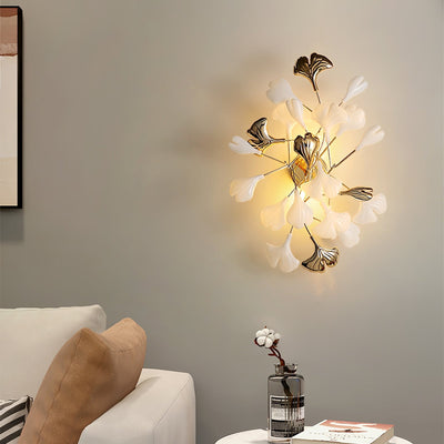 Oakes Postmodern Luxury Gingko Ceramics Wall Lamp
