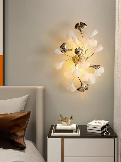 Oakes Postmodern Luxury Gingko Ceramics Wall Lamp