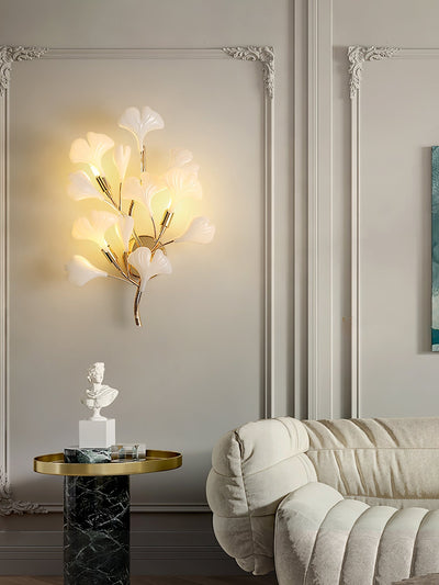 Oakes Postmodern Luxury Gingko Ceramics Wall Lamp